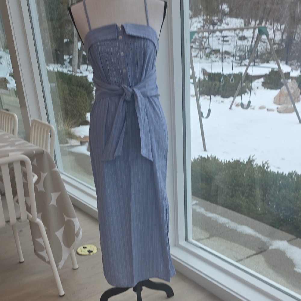 Club Monaco Blue Striped Summer Dress Size 00 Excellent Condition